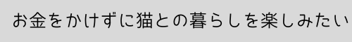 お金をかけずに猫との暮らしを楽しみたい